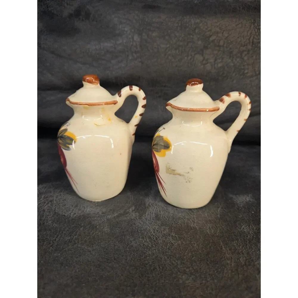Vintage Japan Ceramic Radish Salt and Pepper Shakers Hand Painted Pitcher Style